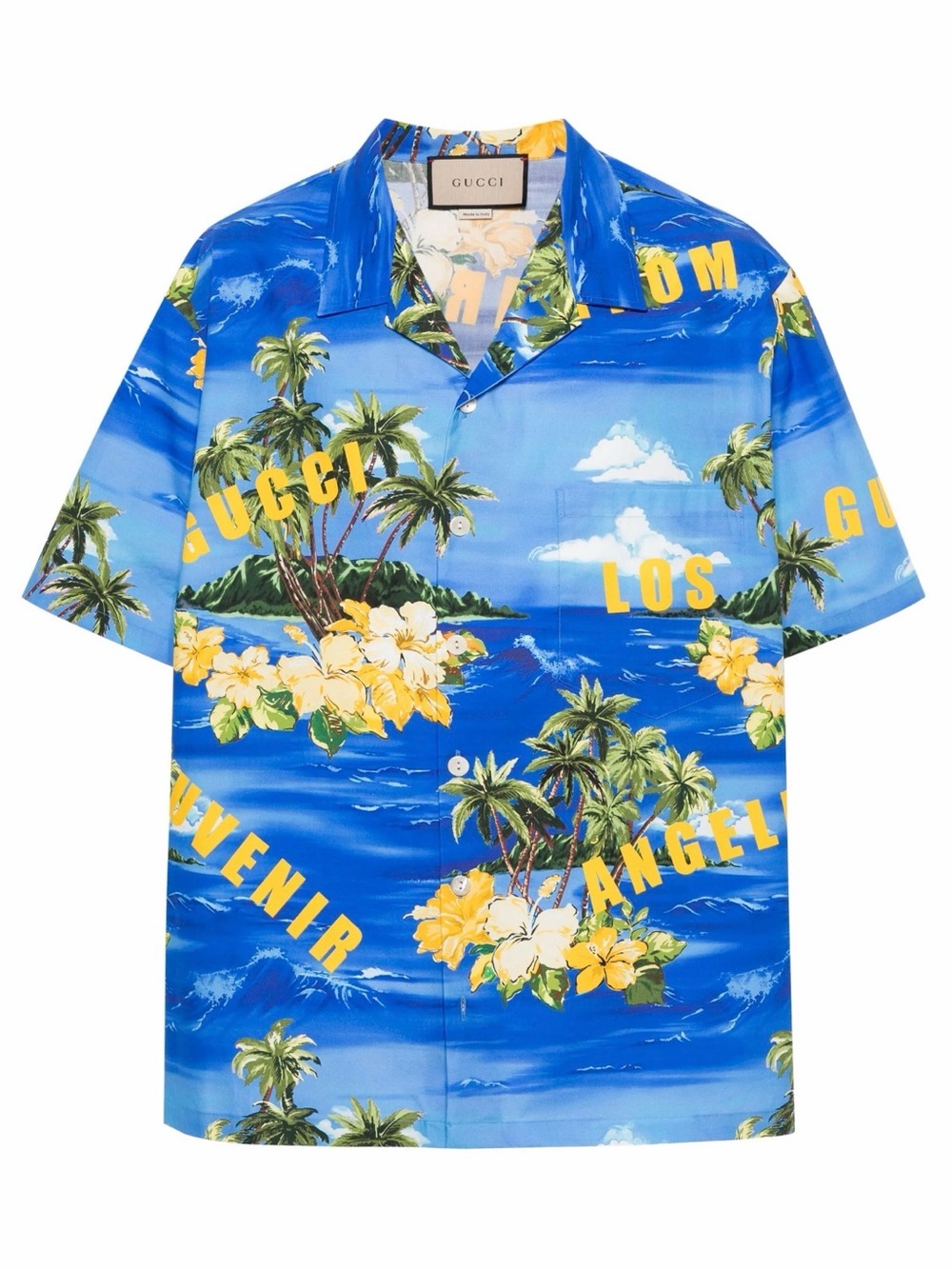 GUCCI Palm print bowling shirt